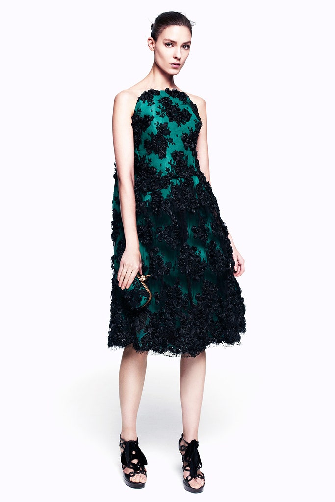 green embroidered midi dress