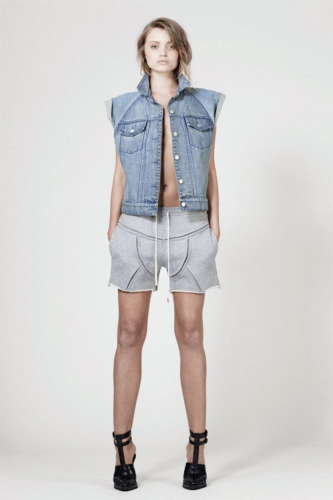 blue denim sleeveless collared fitted buttoned vest