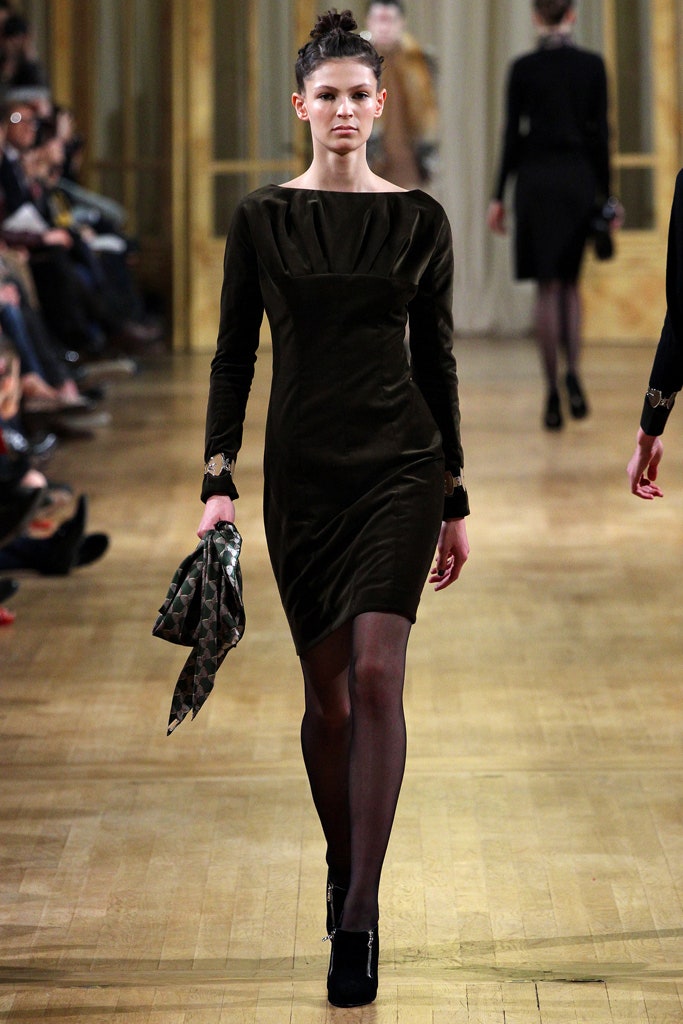 fitted brown velvet midi dress