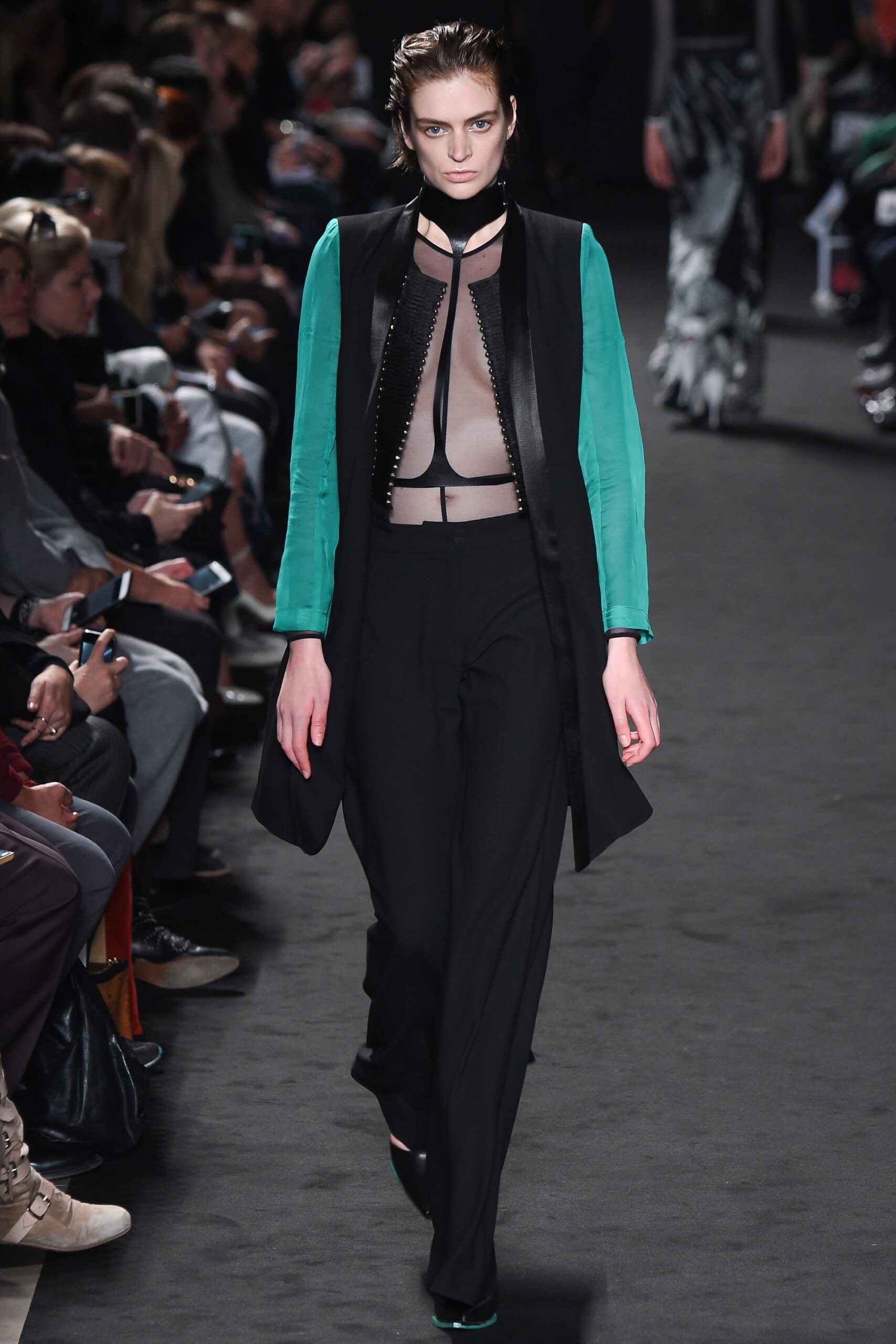 black and teal fitted jacket