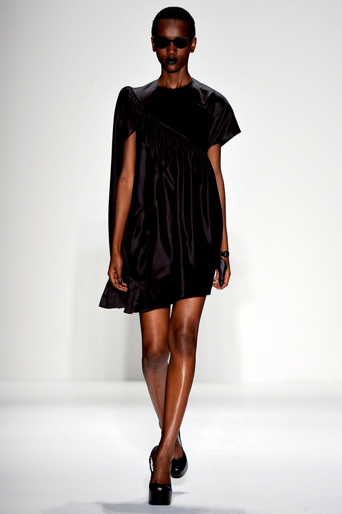 black silk relaxed asymmetric dress