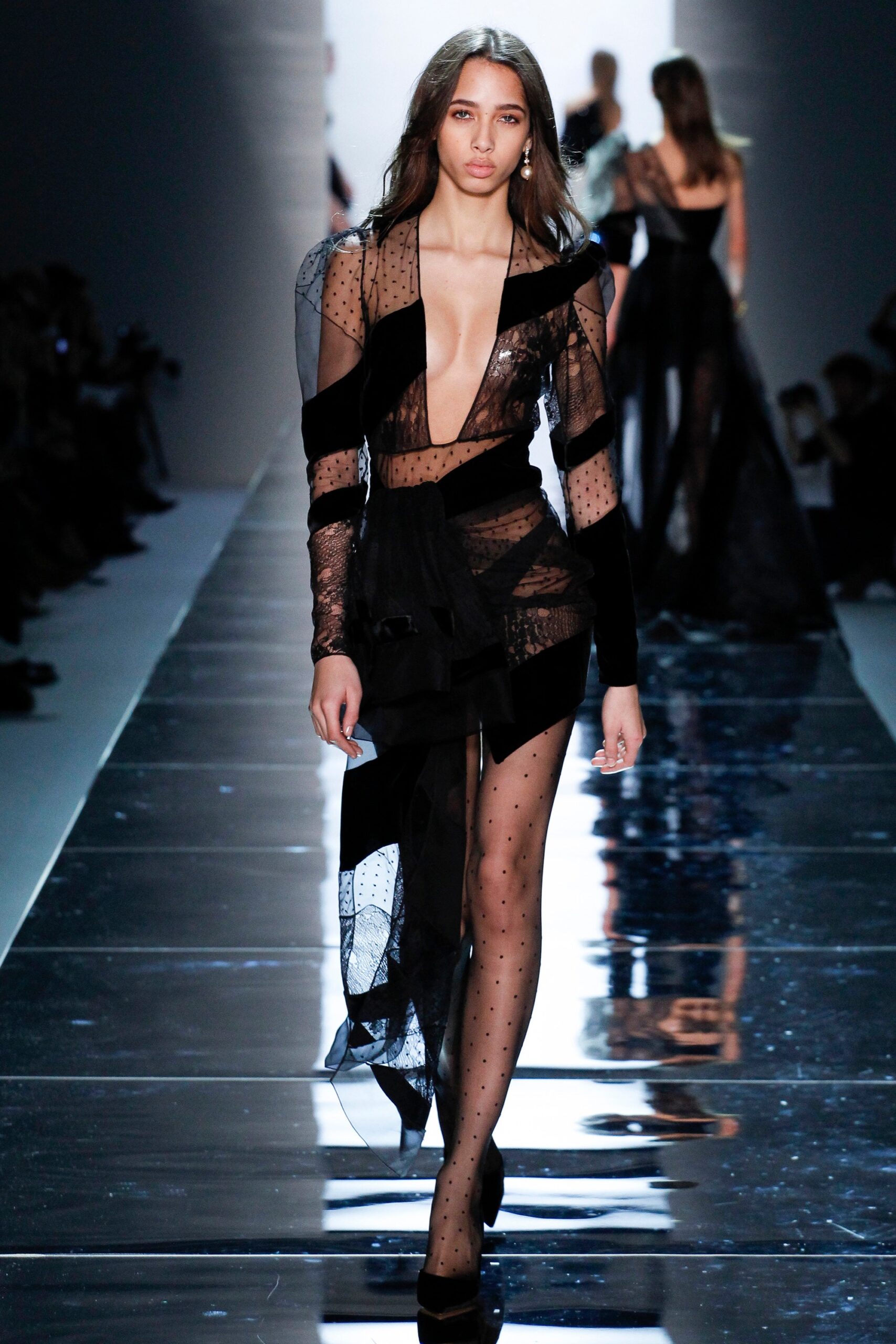 black sheer fitted dress