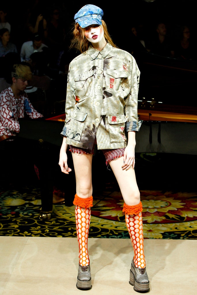 gray relaxed jacket with red shorts
