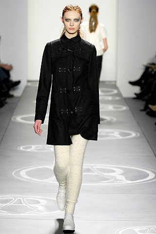 black coat with white pants