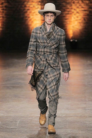 brown checked tailored suit