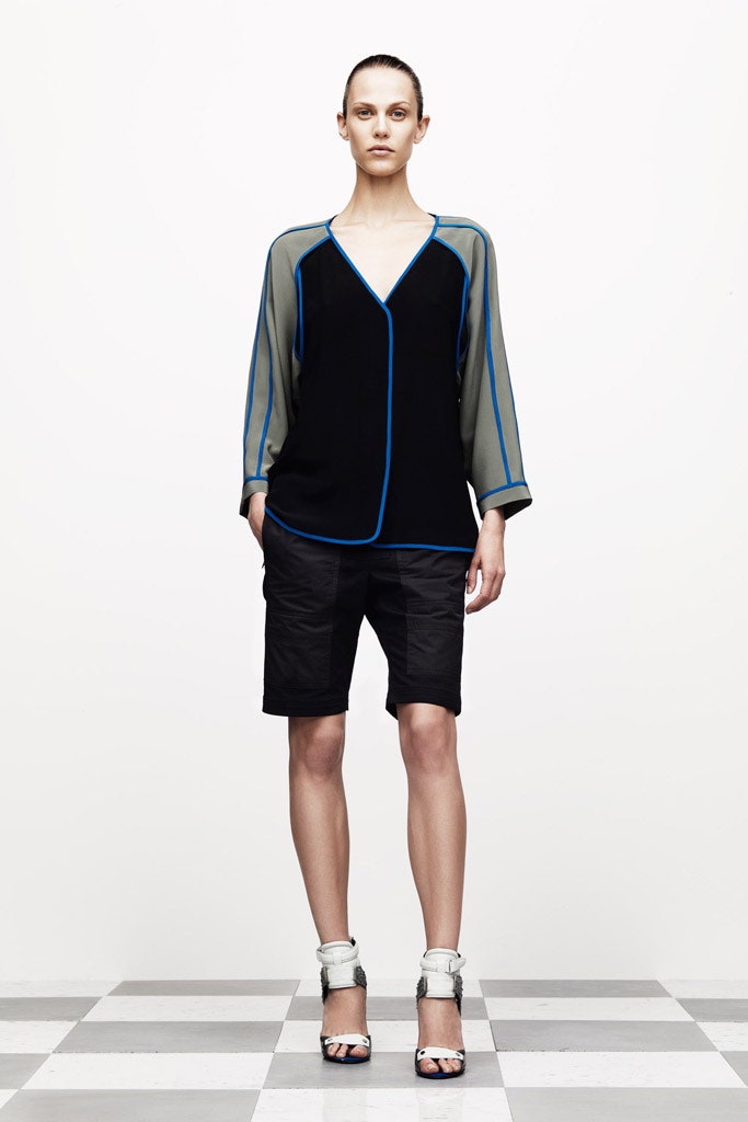 fitted black top with relaxed shorts