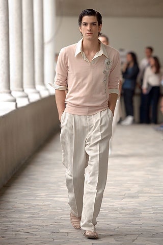 pink cotton long-sleeve collared fitted embroidered sweater