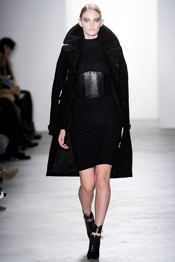 black fitted dress with coat