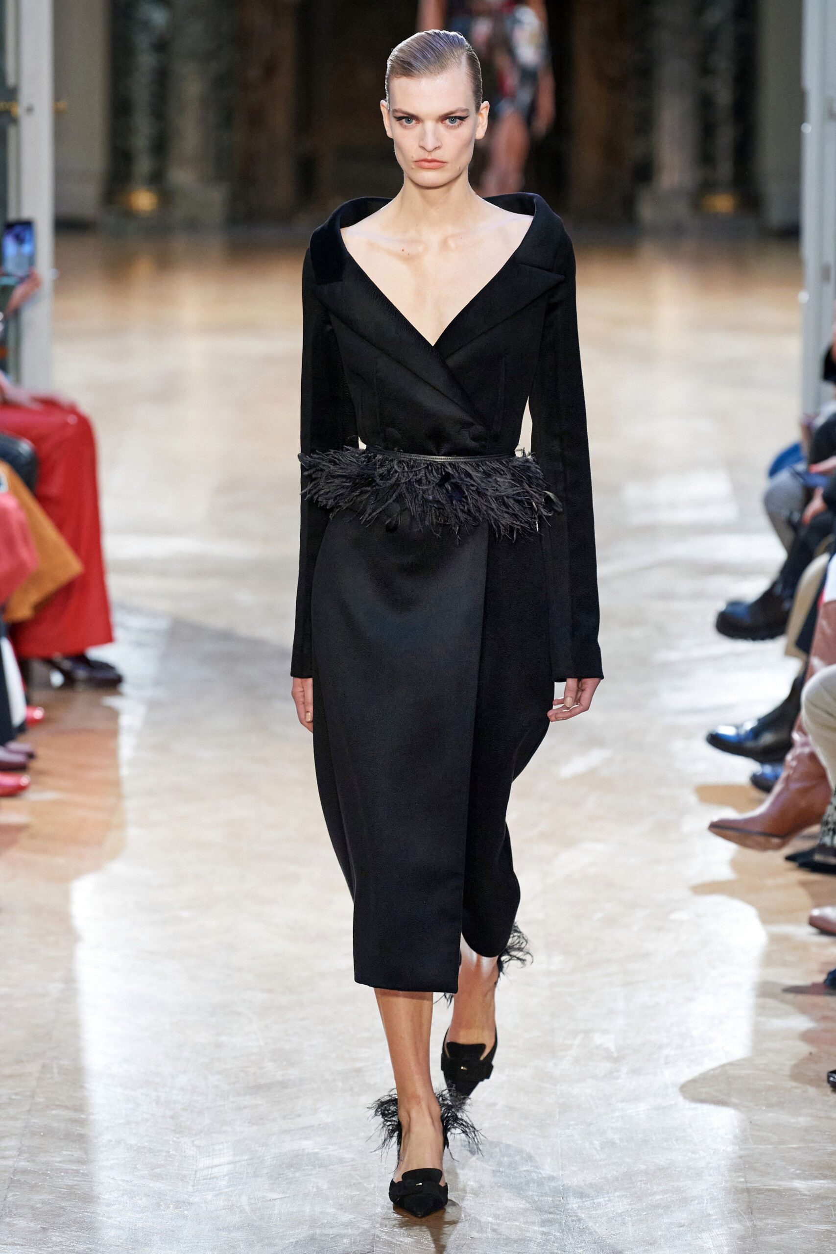 black silk fitted dress
