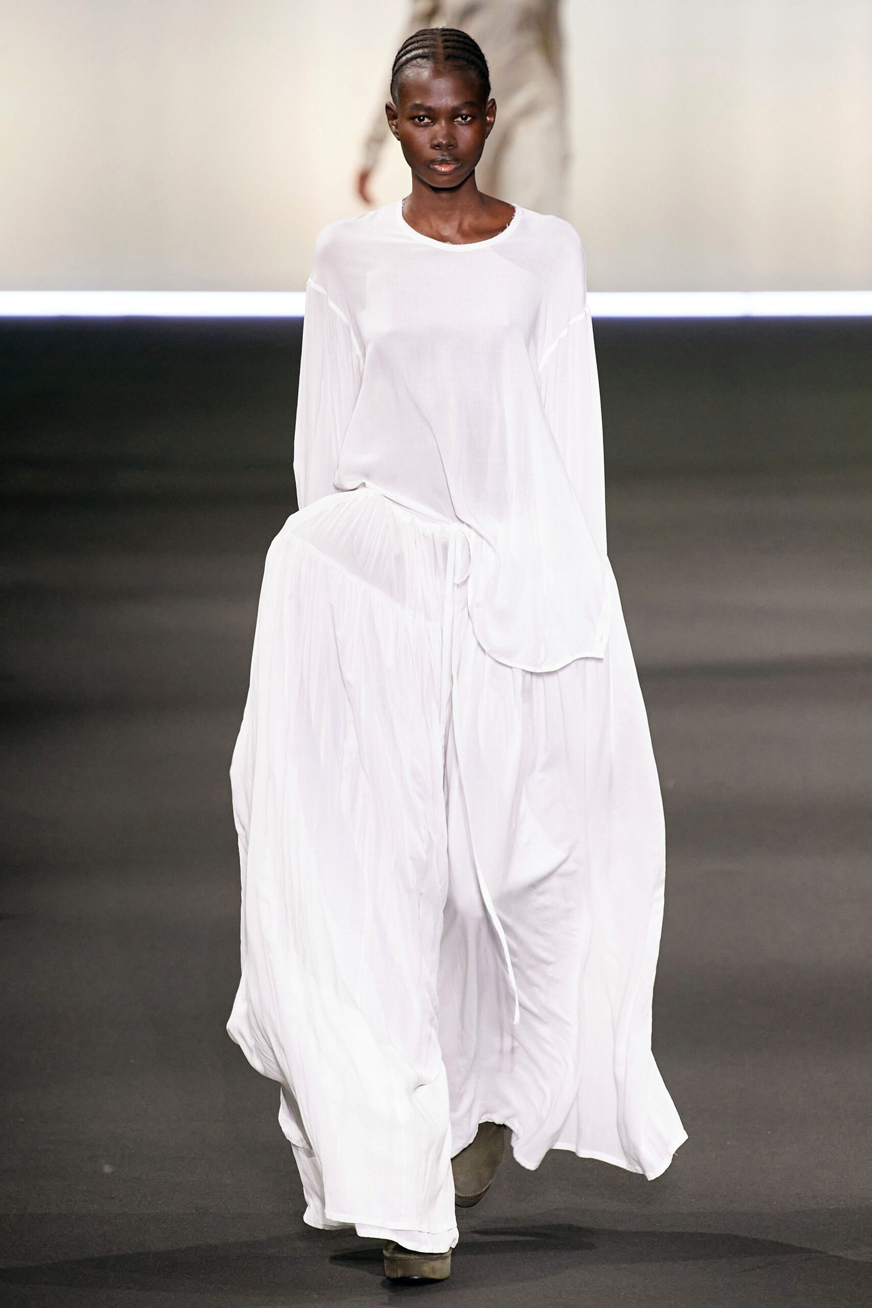 white relaxed long-sleeve dress