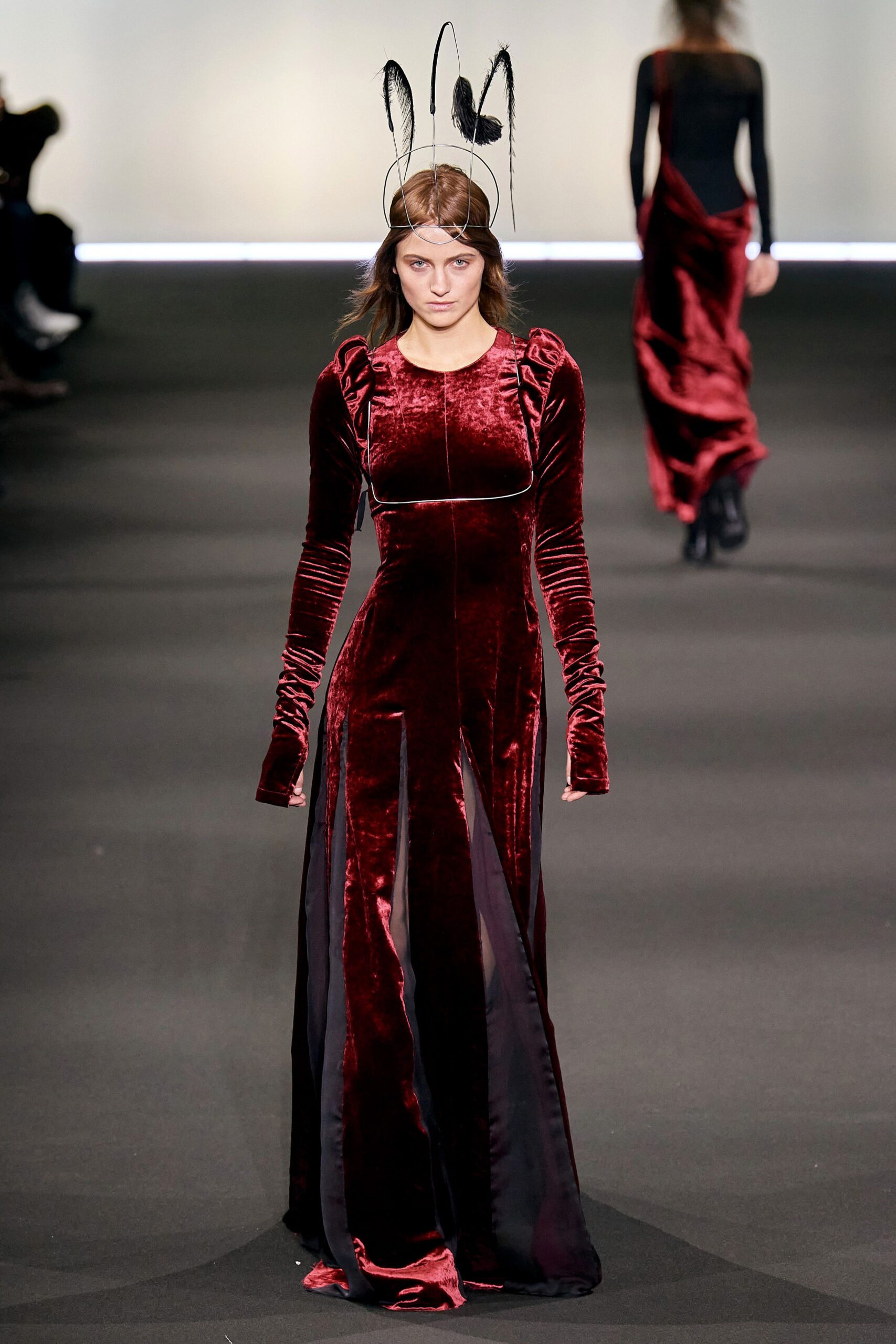 fitted red velvet gown