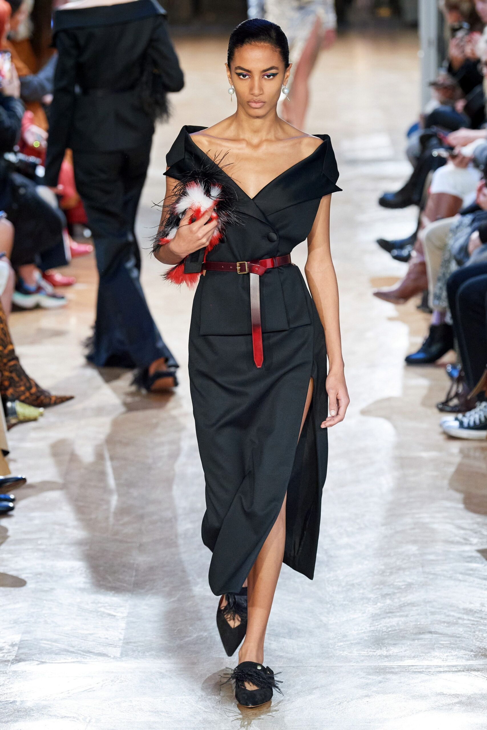 black silk fitted dress