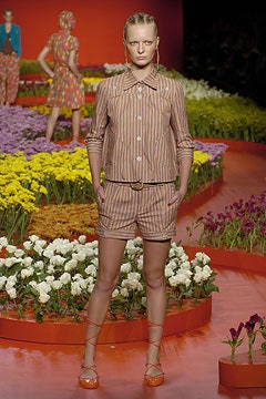 striped brown orange shirt and shorts