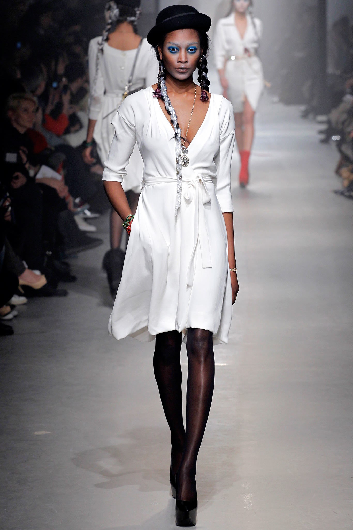 white silk fitted wrap dress