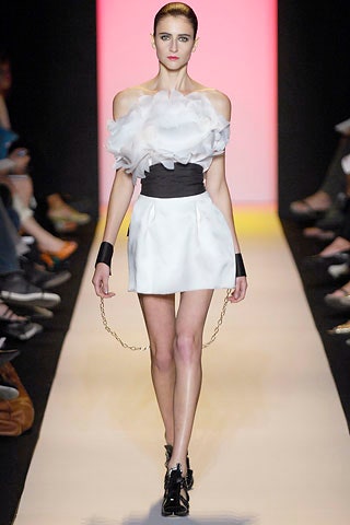 white and black off-shoulder mini dress
