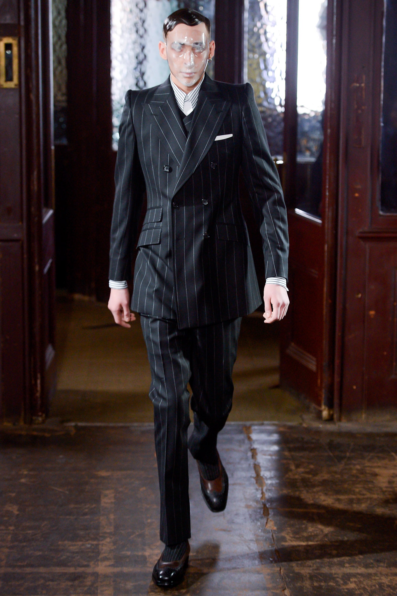 black striped tailored suit
