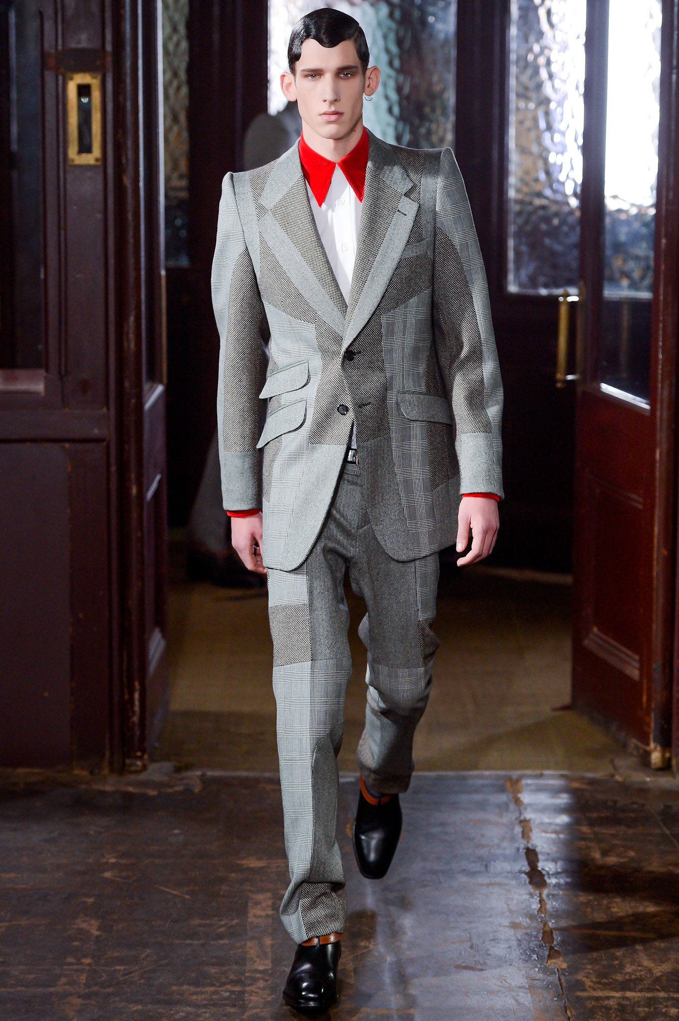 gray tailored suit with white shirt