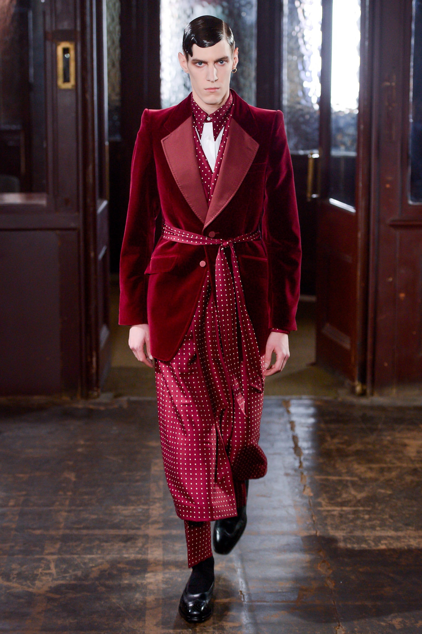 red velvet tailored suit