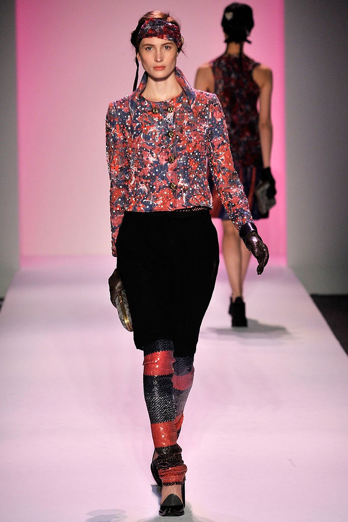 red sequin long-sleeve collared fitted embellished top