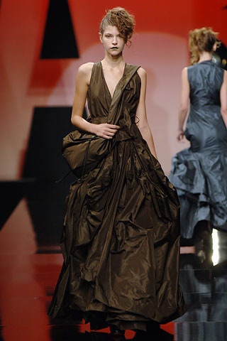 brown silk sleeveless gown