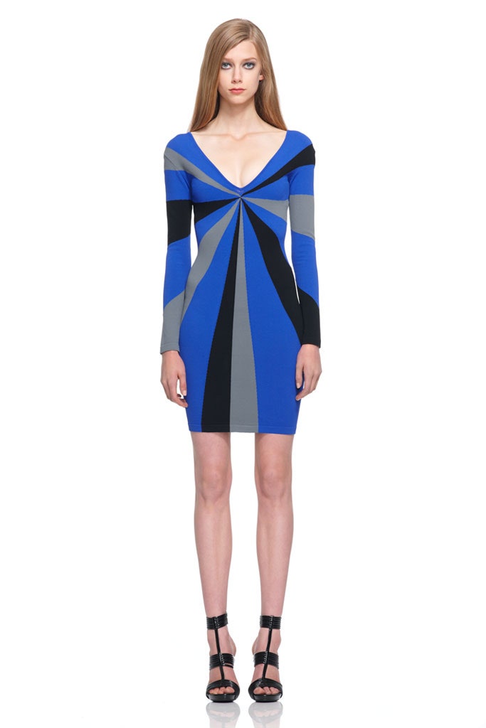 fitted color-blocked mini dress