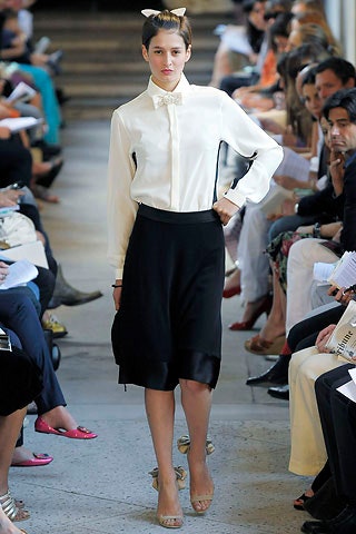 white silk long-sleeve collared fitted blouse