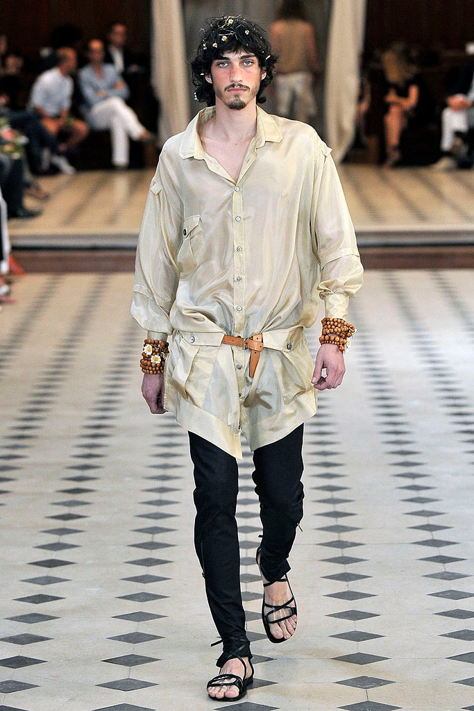 beige silk long-sleeve collared relaxed buttoned sheer shirt