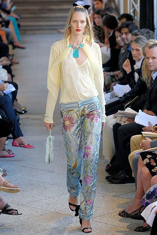 blue silk fitted flared pants