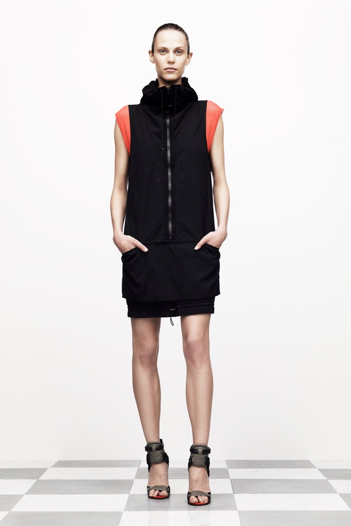 black fitted hooded dress