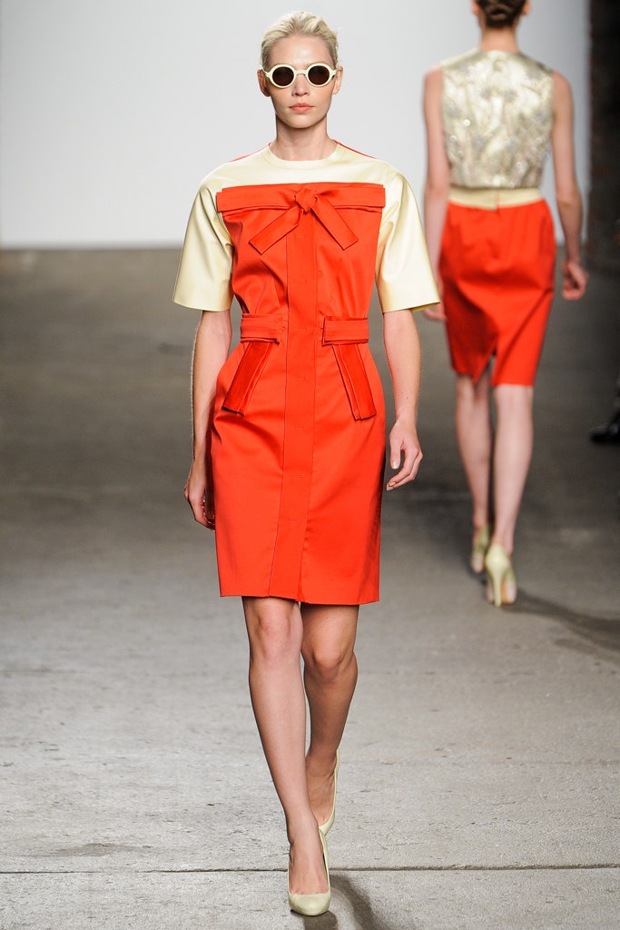 red and yellow fitted dress