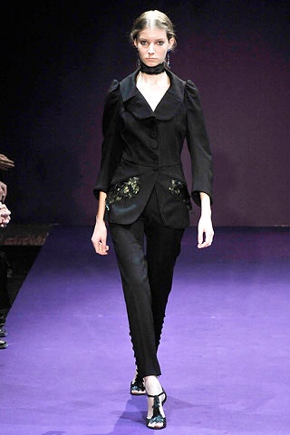 black tailored suit with choker