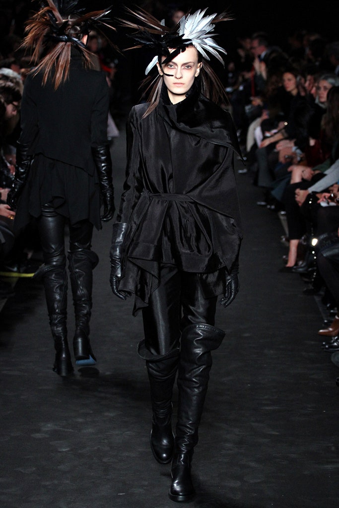 black silk long-sleeve collared relaxed draped top