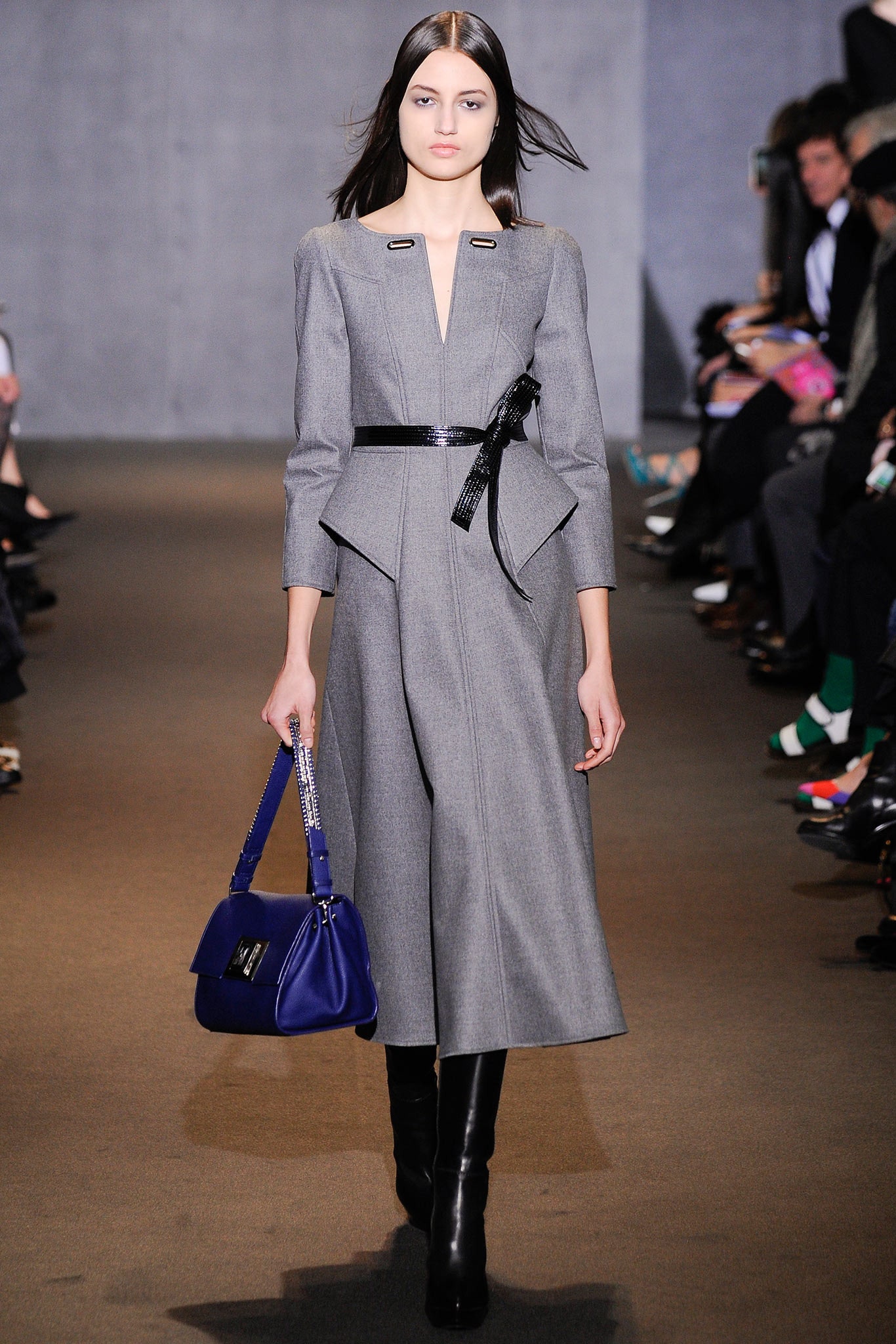 fitted gray midi dress