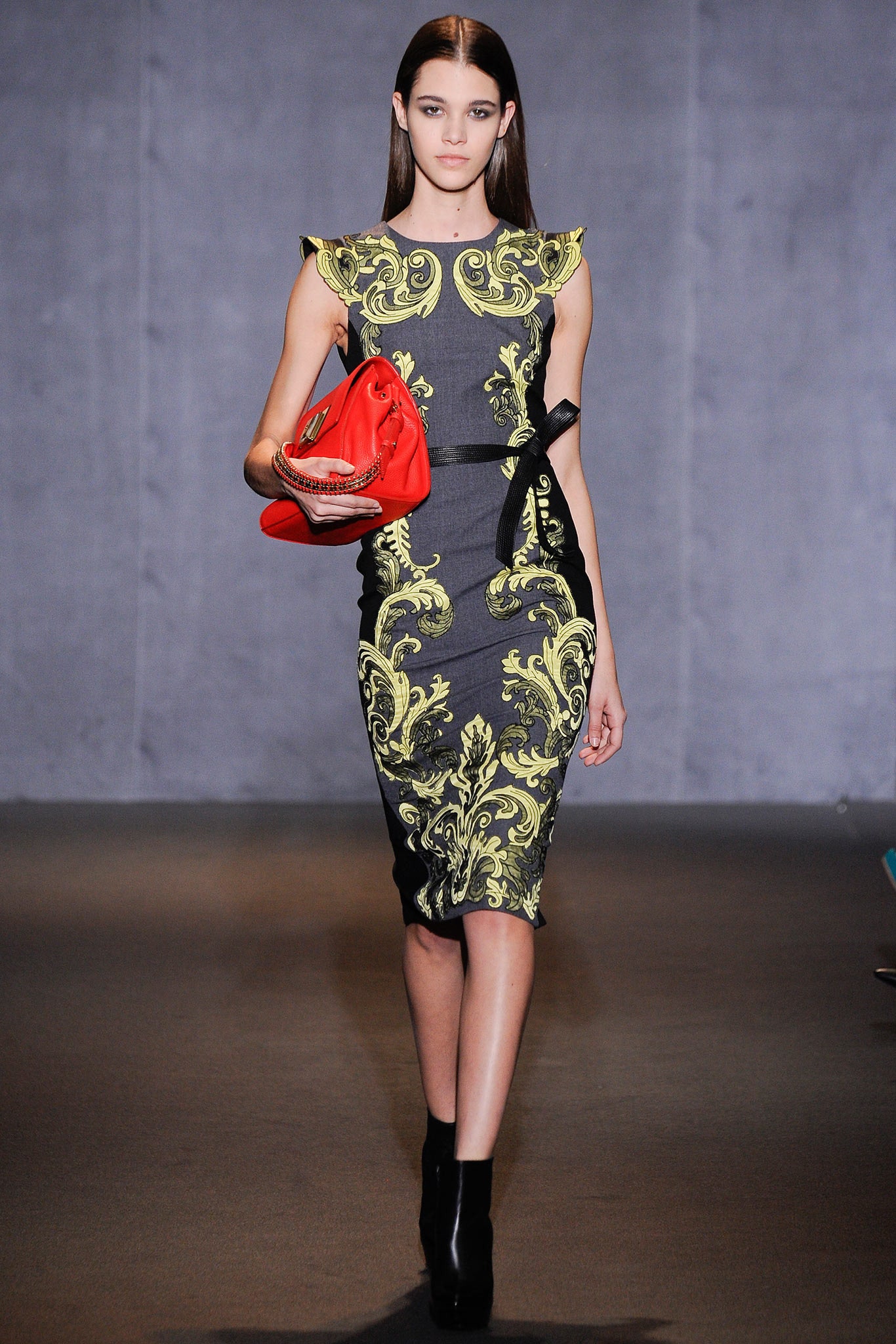 fitted black and yellow printed dress