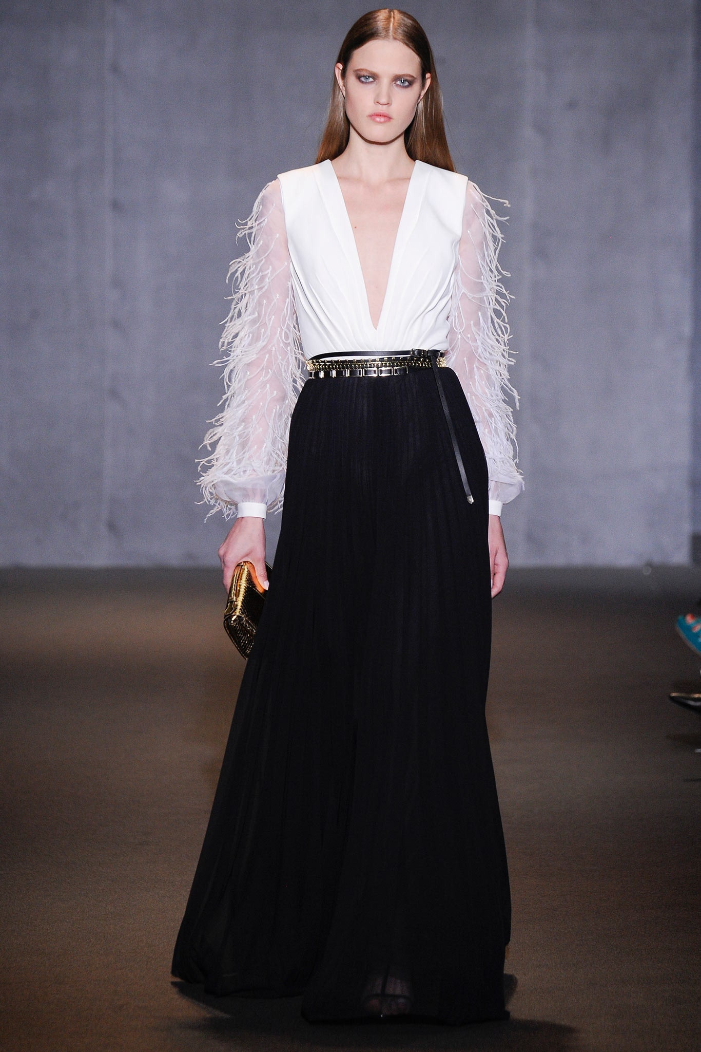 black and white flowing gown