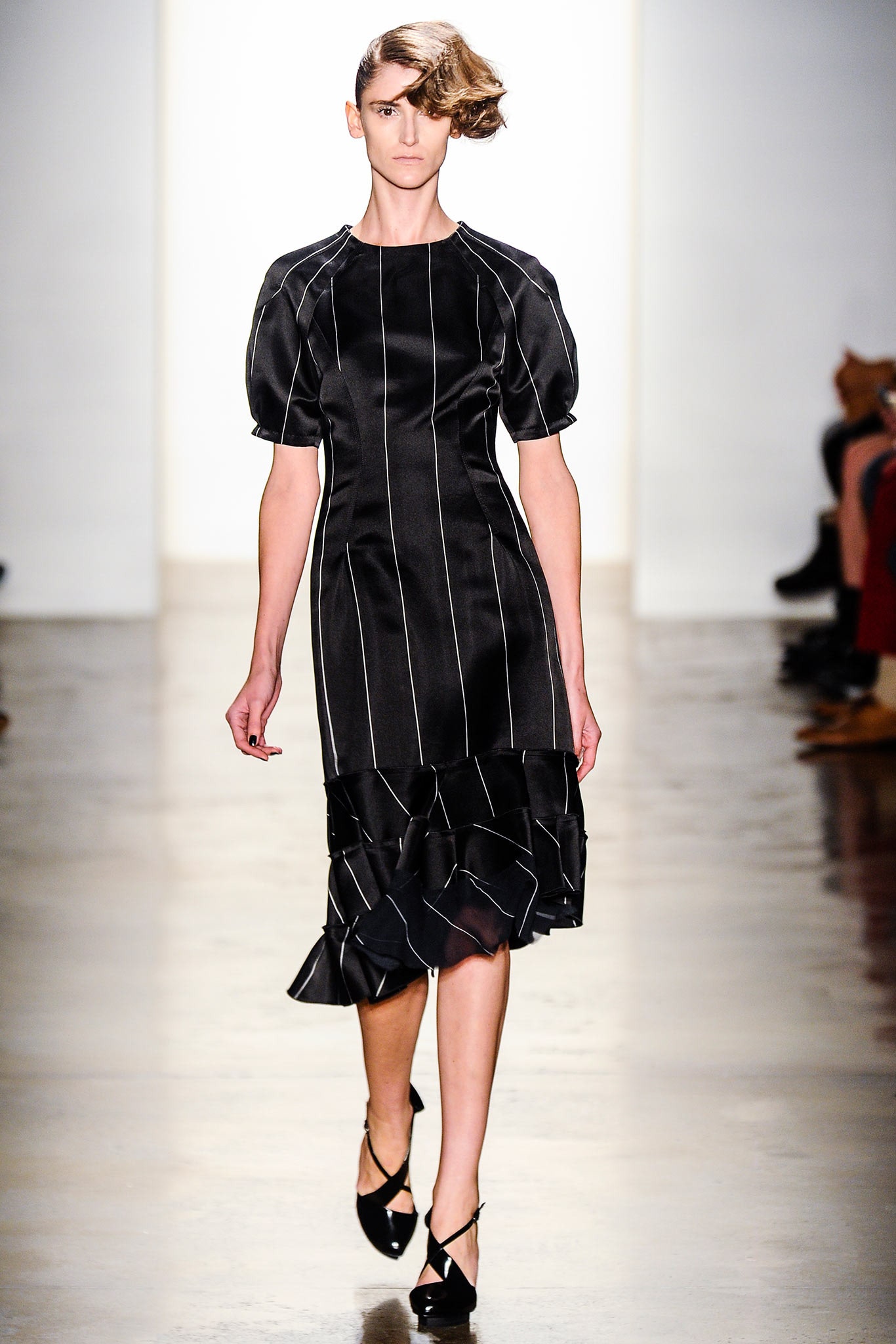 black silk midi dress