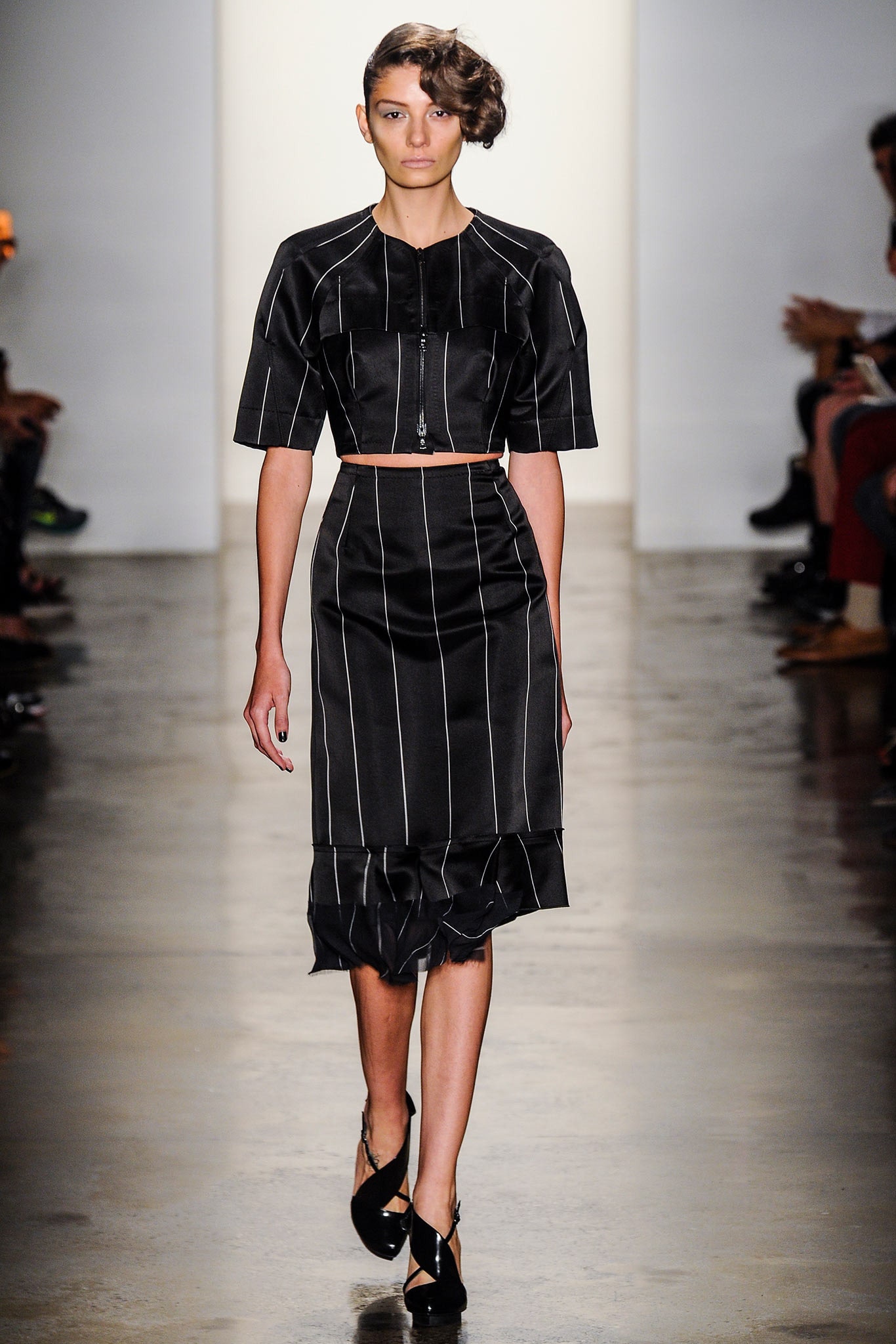 black silk fitted midi dress