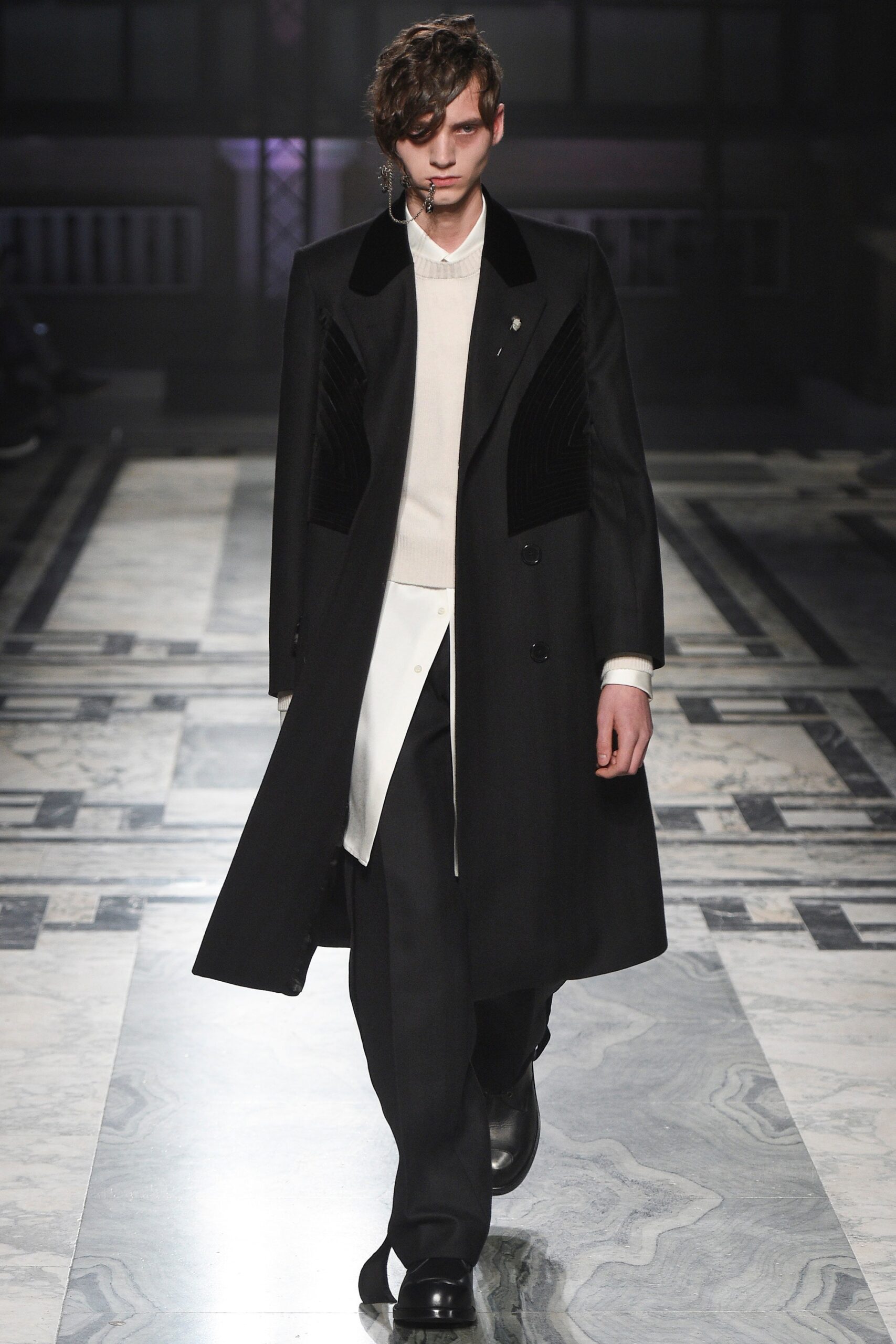 black wool coat with white shirt