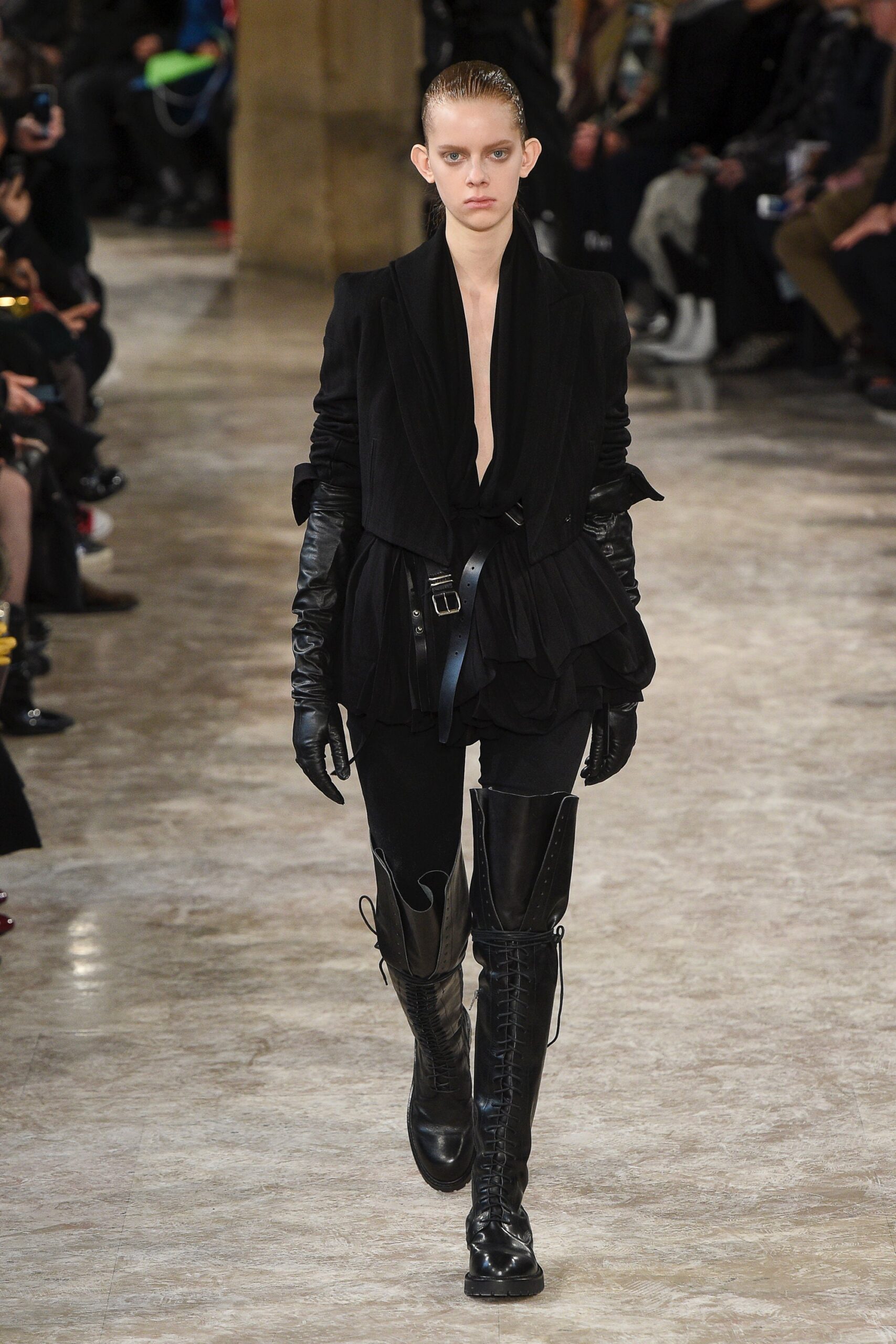 black fitted jacket and pants