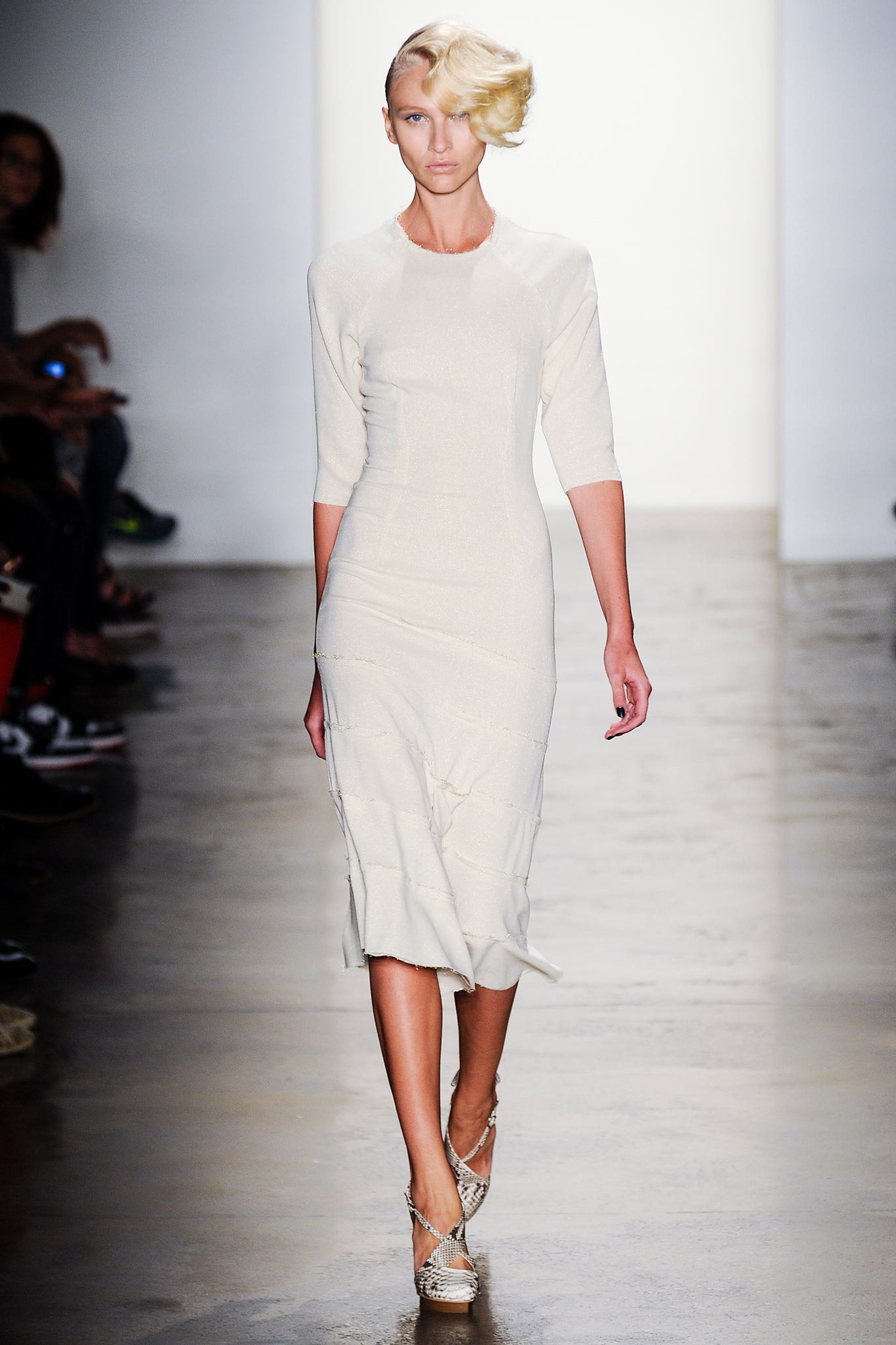 fitted white cotton midi dress