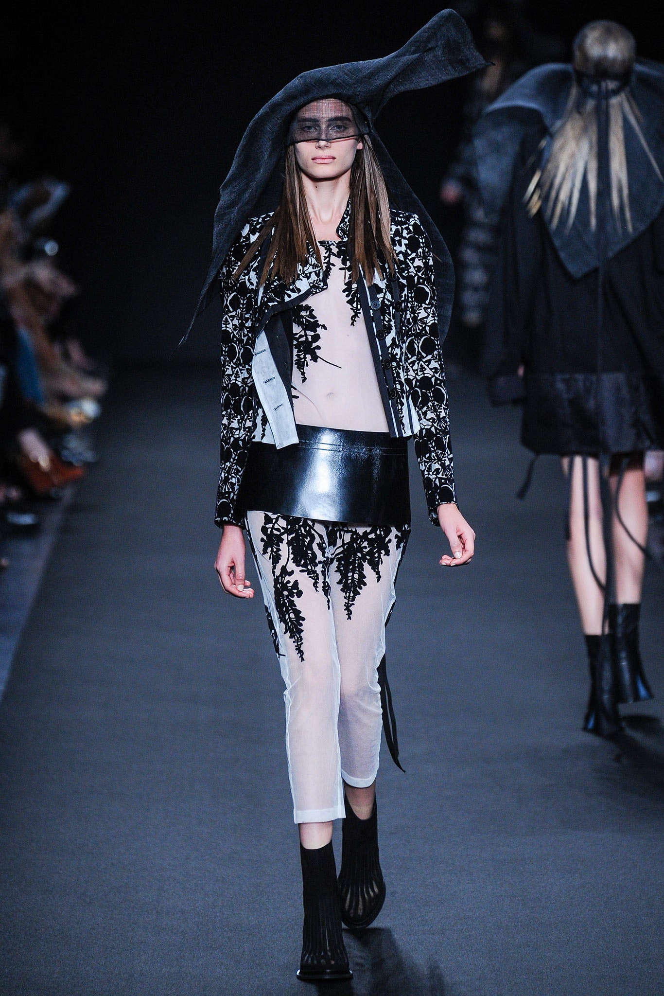 black silk long-sleeve collared structured buttoned jacket