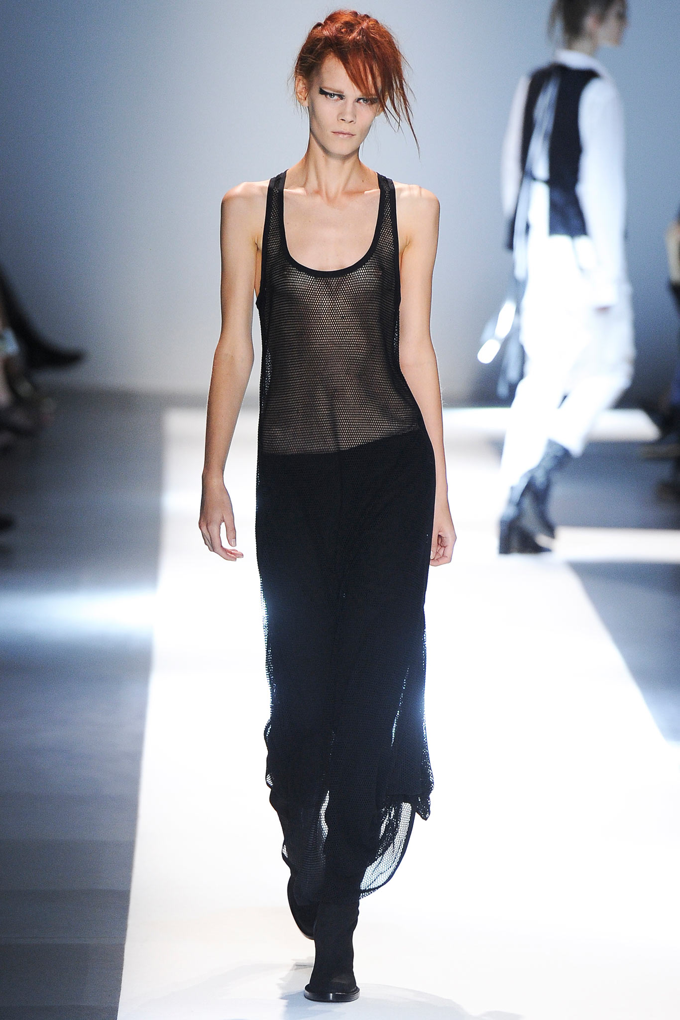 black mesh sleeveless dress