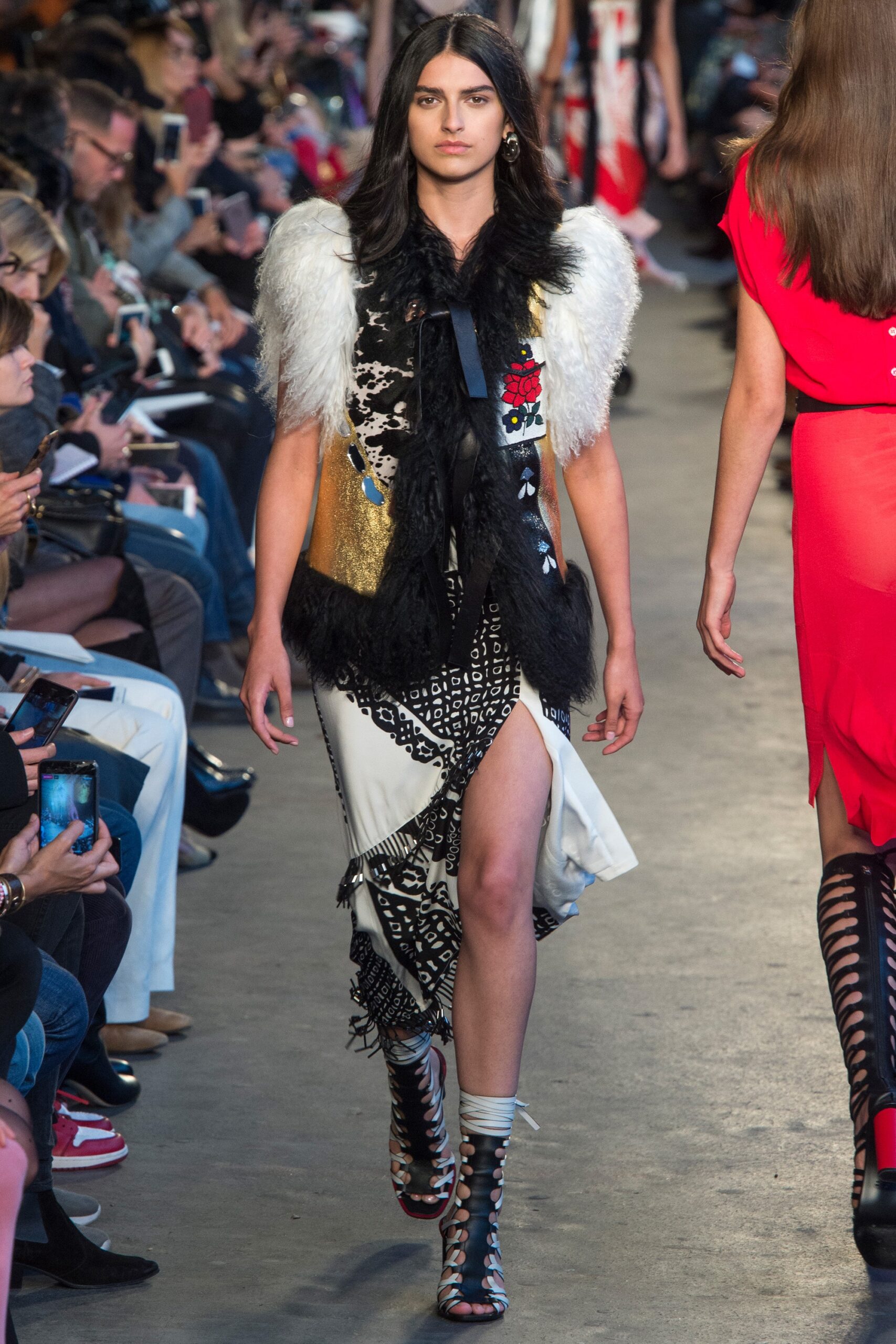 midi dress with fringed vest