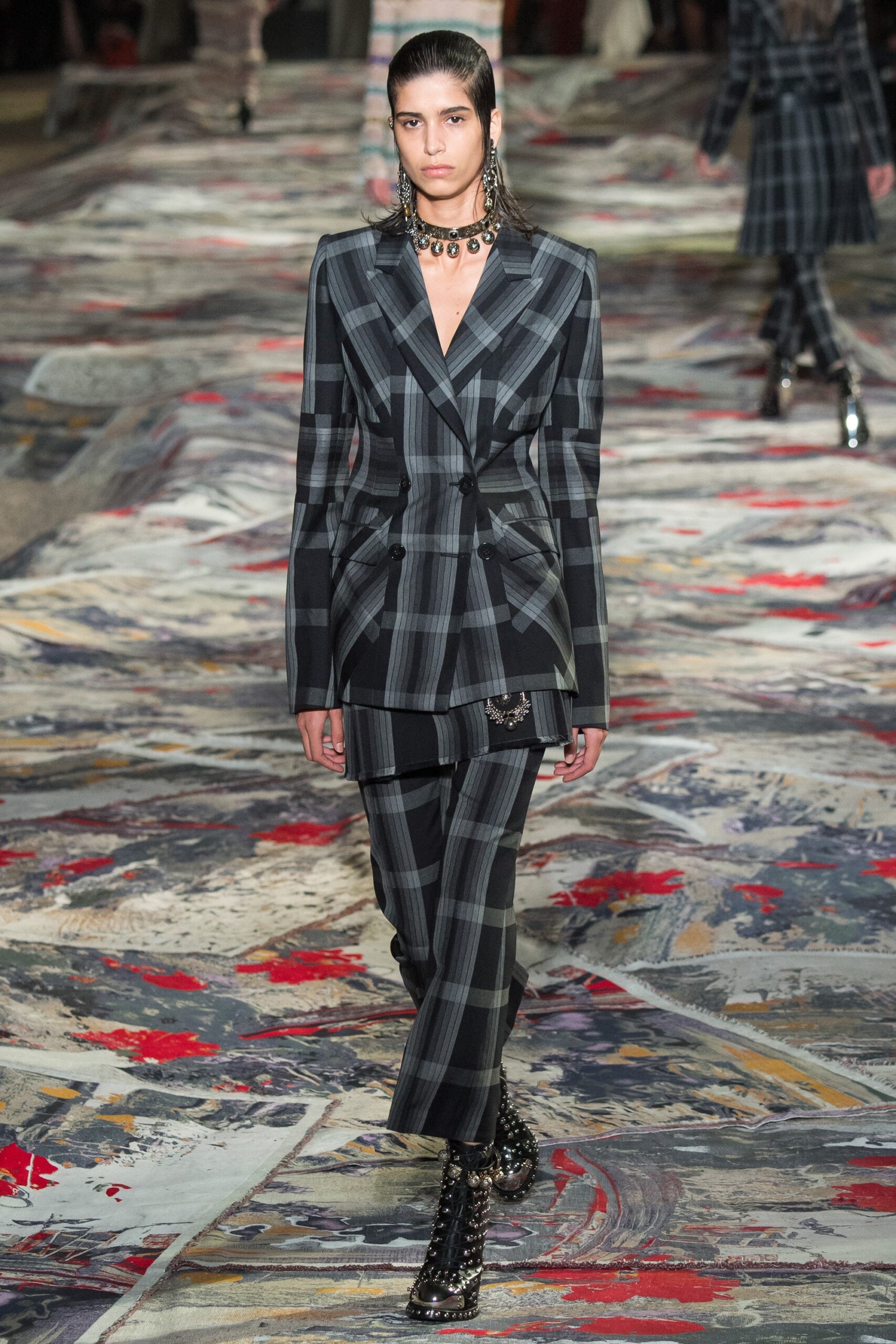 tailored black and gray suit