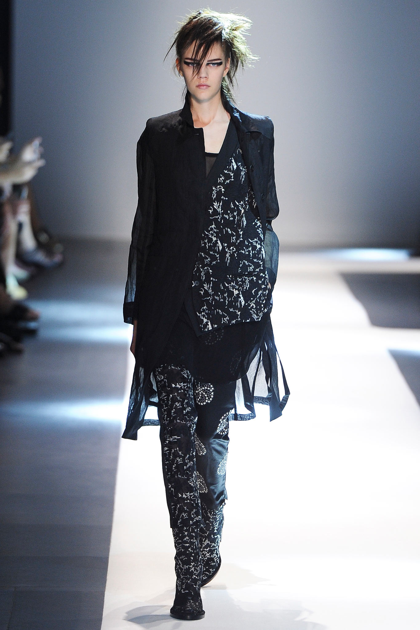 black and white printed midi dress and pants