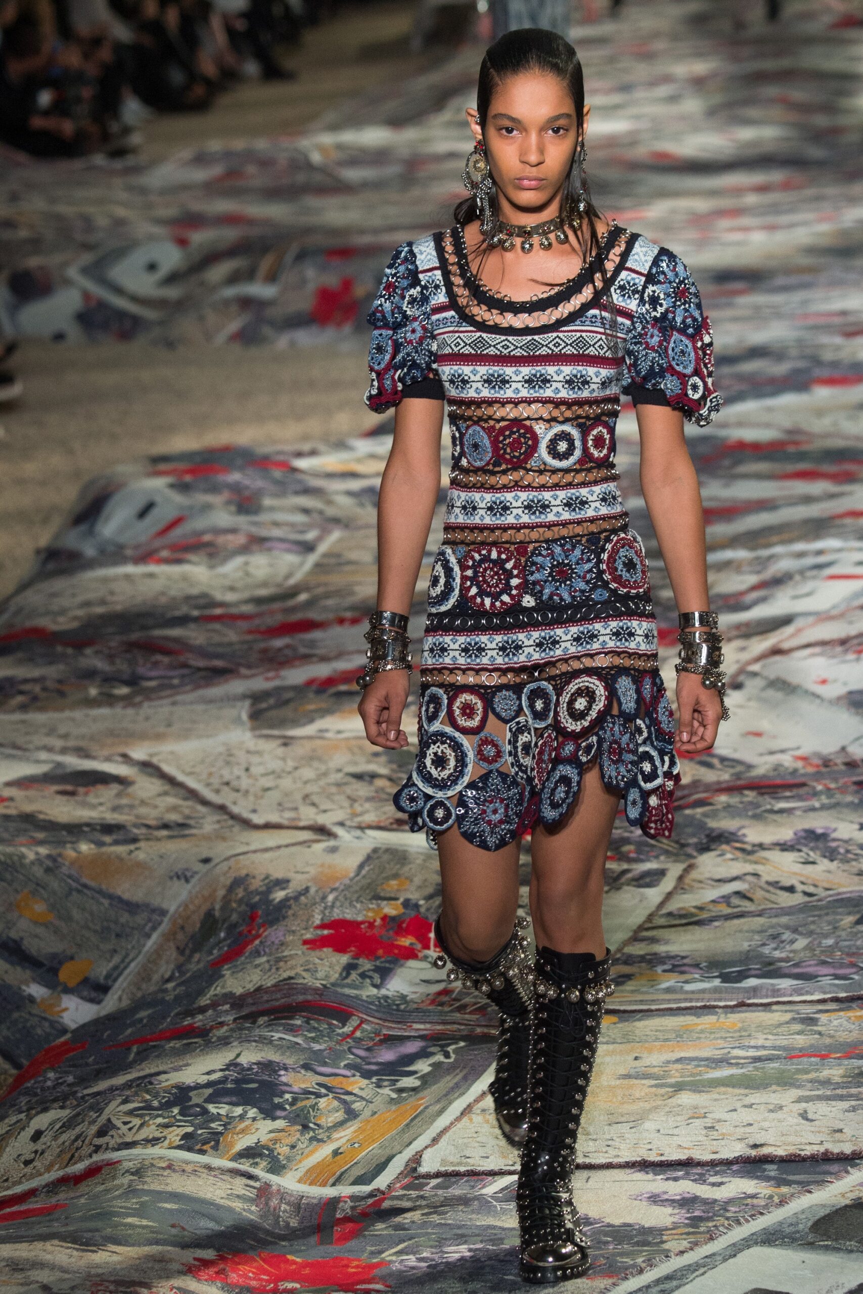 multi-colored fitted mini dress