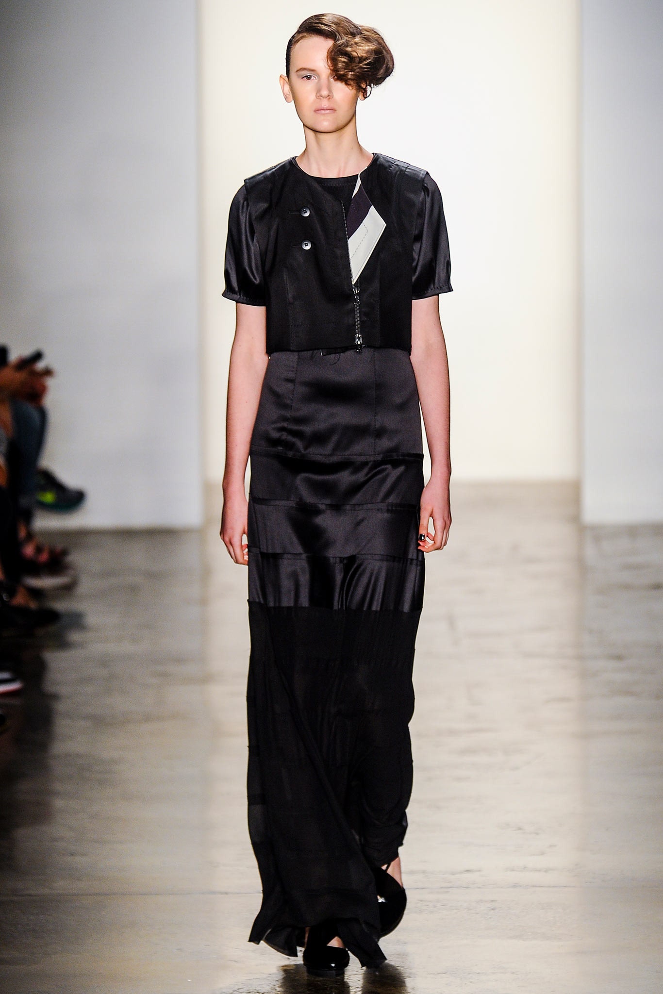 black silk maxi dress and jacket
