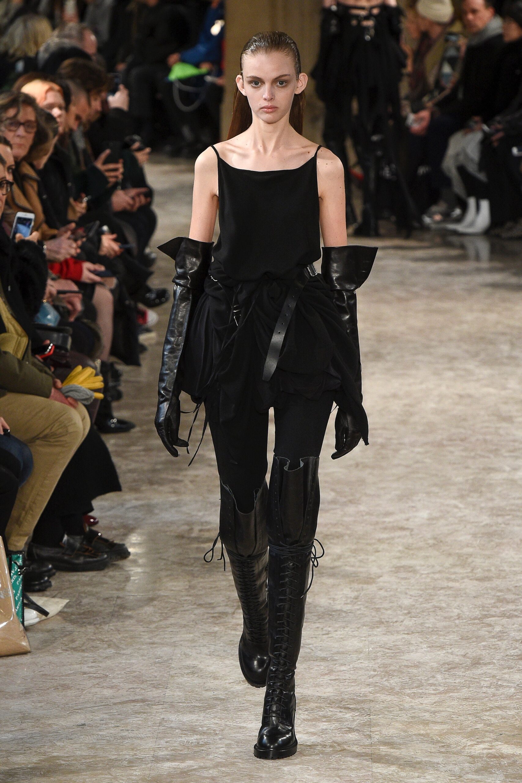 black fitted top and pants