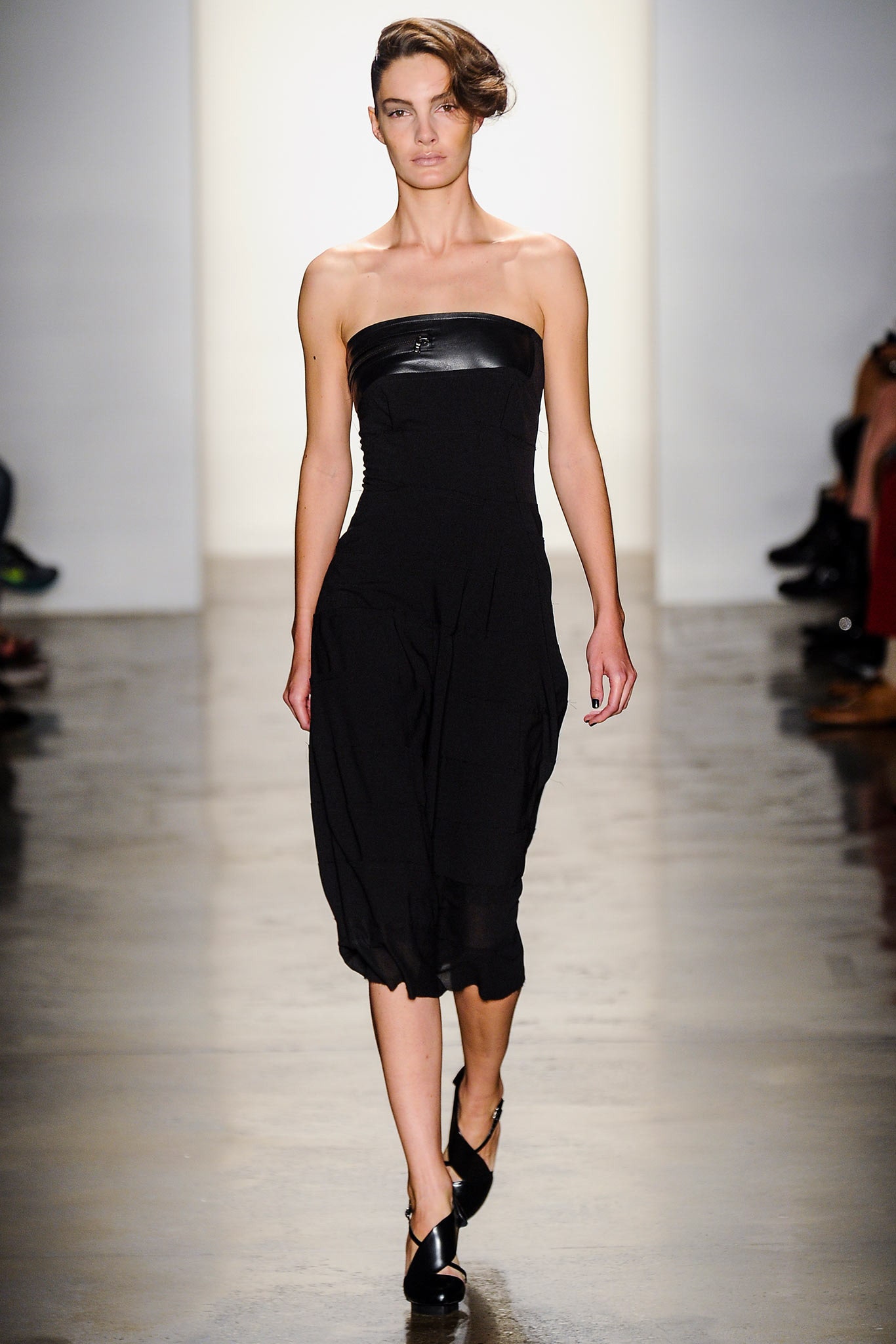 black strapless midi dress