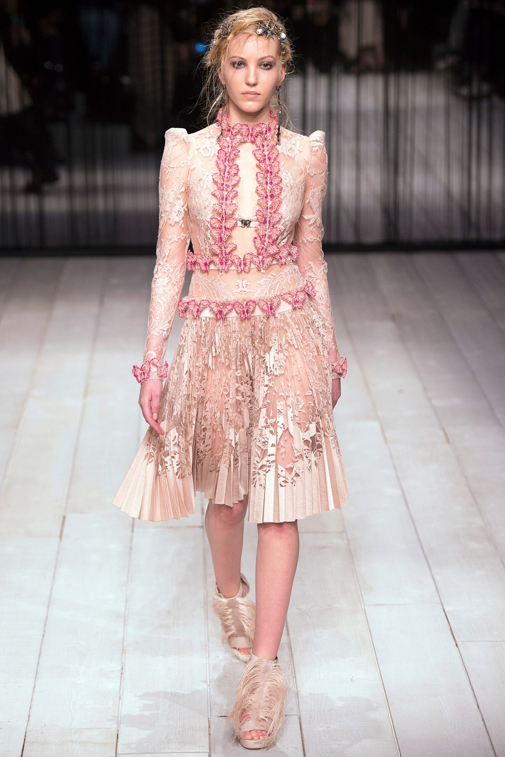 pink lace fitted dress